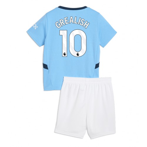 Fotbalové Dres Manchester City Jack Grealish #10 Dětské Domácí 2024-25 Krátký Rukáv (+ trenýrky)